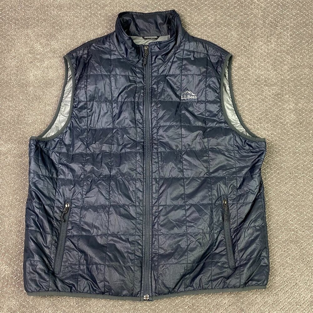 LL Bean Primaloft Vest Men's XXL Black Packable Packaway Hiking Travel Outdoor